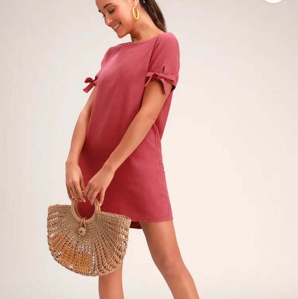 NWT Lulus Maeve Terra Cotta Button Back Shift Dress